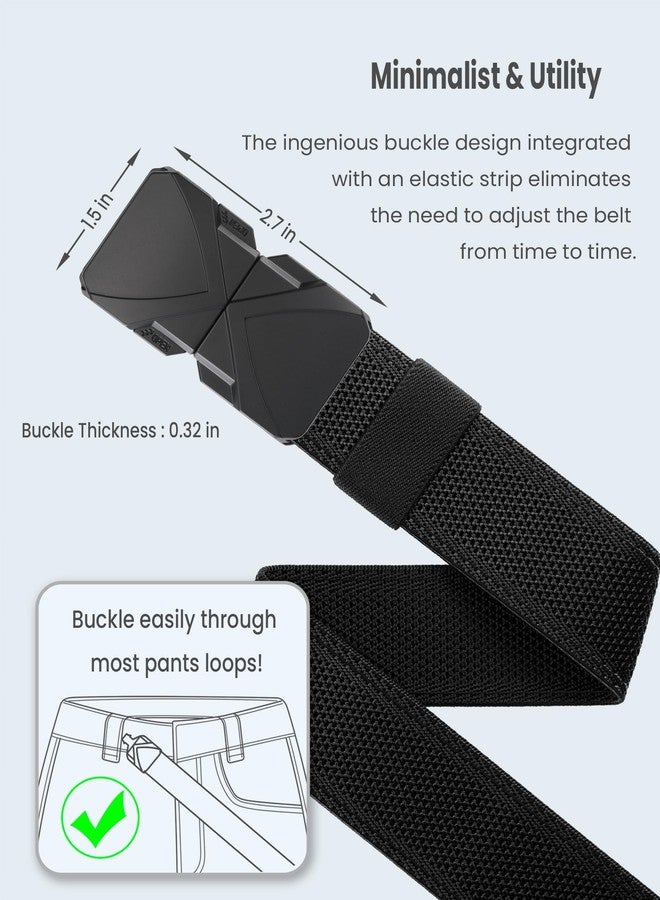 GEIT Stretch Nylon Belt with Quick Release Metal Buckle, 1 3/8" Casual Golf Tactical Invisible Elastic Web Belt - Image 4
